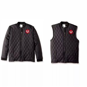 True Religion Quilted Jacket Removable Sleeve NWT